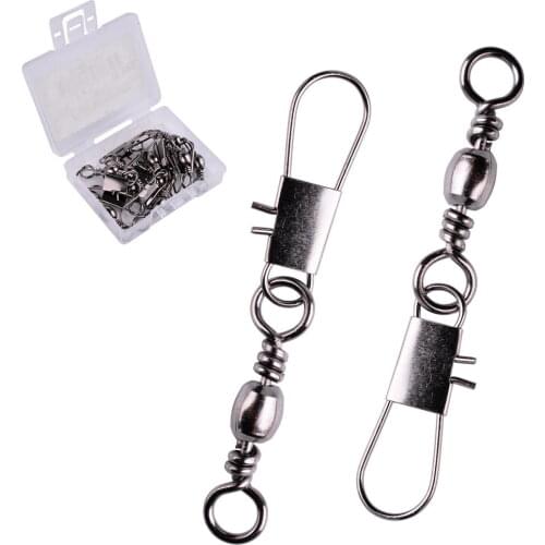 10pcs/Box 3/0# To 14# Stainless steel swivels Fishing Connector Pin Bearing Swivel with Snap Fishhook Lure Tackle Accessories