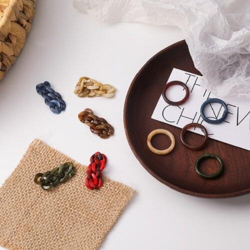 2PCS Set Acrylic Chain Rings Individual Resin Acrylic Finger Rings For Women Girl Trendy Jewelry Gift 2021
