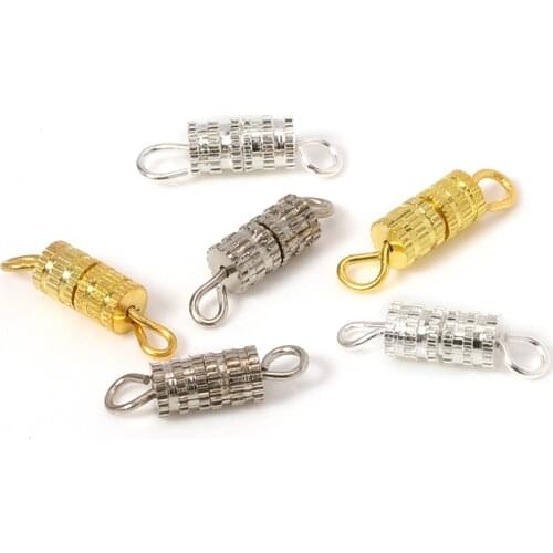 20Pcs 7x4mm Gold Silver Color Screw Clasps For Bracelets Connectors For DIY Jewelry Accessories Cylinder Fasteners Buckle Closed