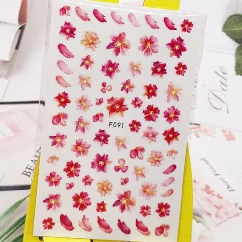 3D Stickers for Nails Red Begonia Flower Designs Nail Art Decorations Foil Decals Wraps Manicure Accessories Decoraciones