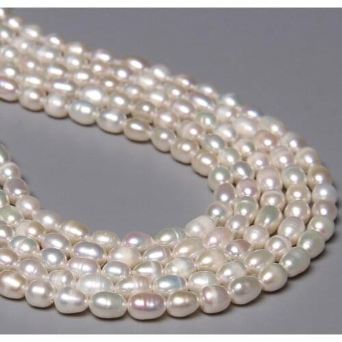 5.5mm 100% Natural Freshwater White Pearl Irregular Loose Rice Shape Bead For Jewelry Making DIY Bracelet Necklace Strand 14