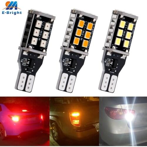 100pcs Canbus No Error T15 W16W 2835 SMD 15 LED WY16W Amber Red White Cars LED Bulbs Tail Brake Reverse Turn Signal Backup Light