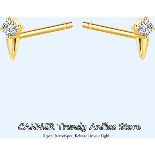 Canner Piercing Stud Earrings For Women 925 Sterling Silver Mini Rivets Shape Gold Earrings Fine Jewelry pendientes Aretes W4