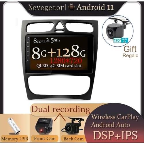 9'' Android 11 Car Stereo Radio Multimedia Player for Mercedes/Benz/W209/W203/M/ML/W163/Viano/W639/Vito GPS Navigation IPS