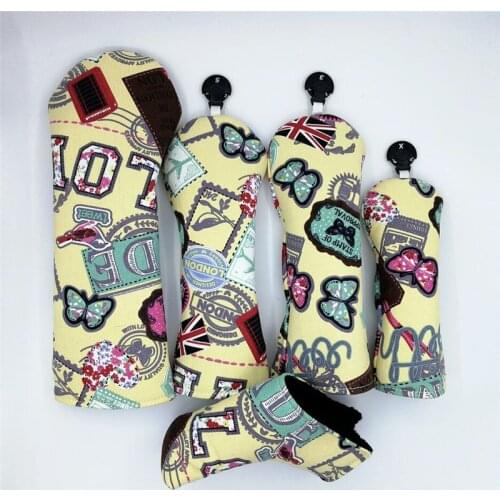 Graffiti Color Painting Golf Headcovers Golf Driver Fairway Woods Hybrid Putter Covers 135ut Complete Set Mascot Novelty Gift