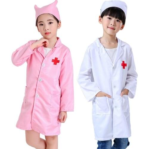 Kids Doctor Nurse Uniforms Fancy Role Play Costume for Girl Boys Nurse Doctor Cross Coat Children Cosplay Party Toys Set Outfits