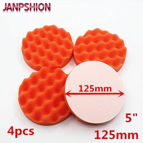 JANPSHION 4PC 125mm 5" Gross Polishing Buffing Pad wave sponge Car Polisher Buffer pads Clean waxing Auto paint maintenance care