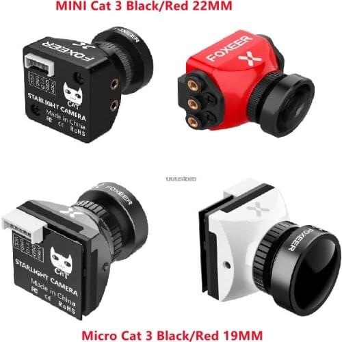 Foxeer Cat 3 Mini 22mm/Micro 19mm 1200TVL Starlight 0.00001Lux FPV Camera Low Latency Low Noise FPV Camera For RC Racing Drone