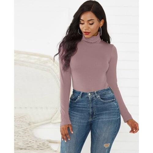 Sexy Women Turtleneck Long Sleeve Slim Bodycon Bodysuits Elegant Spring Autumn Solid Casual Stretchy Fashion Bottoming Romper