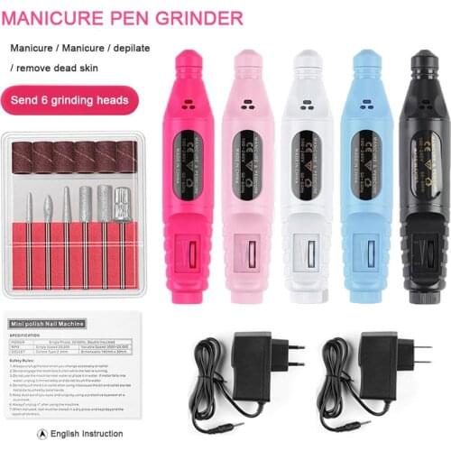 1Set USB Charging Electric Nail Drill Machine Kit Remove Polish Nail Art Pen Pedicure Nail File Manicure Machine Nail Art Tools