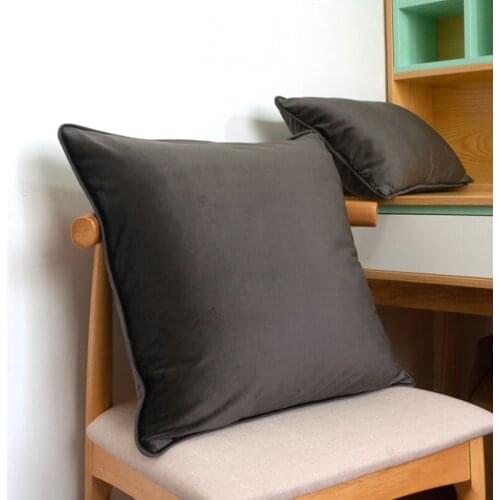Soft Dark Gary Velvet Cushion Cover Pillow Case Bed Sofa Pillow Cover Piping Design No Balling-up Without Stuffing
