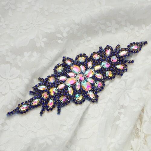 1 pcs Purple inestone Beaded Patch Wedding Sash Belt for Women RhSewing on for Clothing Bags Shoes Evening dress Applique