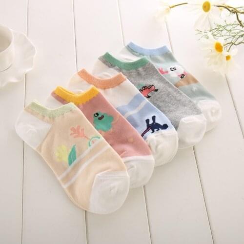 5Pairs/lot Women Socks Cotton Simple Basic Animal Socks Happy Funny Cute Warm Comfortable Short Sock for Girls Spring Summer