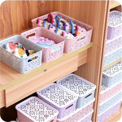 New Creative Plastic Desktop Hollow Storage Basket Underwear Storage Box Kitchen Organizer Clothes Toys Storage Container