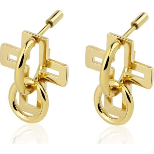 New Fashion Jewelry Stainless Steel Detachable Assemblable cross Round Pendant Earrings for Women Party Wedding Gift Wholesale