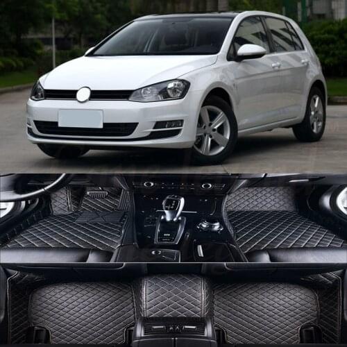 Upgrade leather car floor mats for Volkswagen VW Golf 7 / GTI R Mk7 Hatchback Hatch 2013-2018 Custom foot Pads automobile carpet