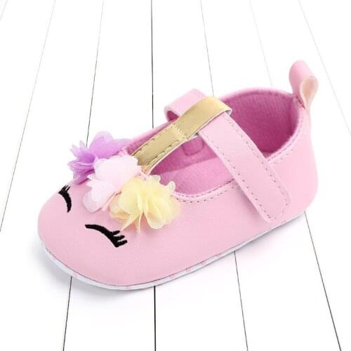 Hot Cute Unicorn Flower Baby Girl Shoes Soft Bottom Anti-slip Todder Shoes Newborn First Walker Princess Shoes SH20012