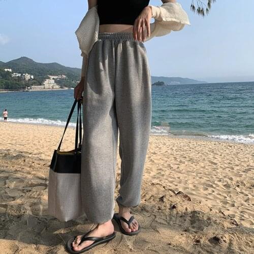 Casual Tracksuits Loose Sportswear Pants Women High Waist Solid Color Solid Color Leisure Thin Trousers Women Sweatpants