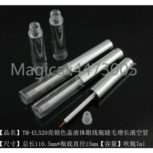 20/50pcs/lot 7ml Empty Transparent Eyeliner Tubes with silver Cap Makeup DIY Eyelash Growth Liquid Bottles Refillable Container