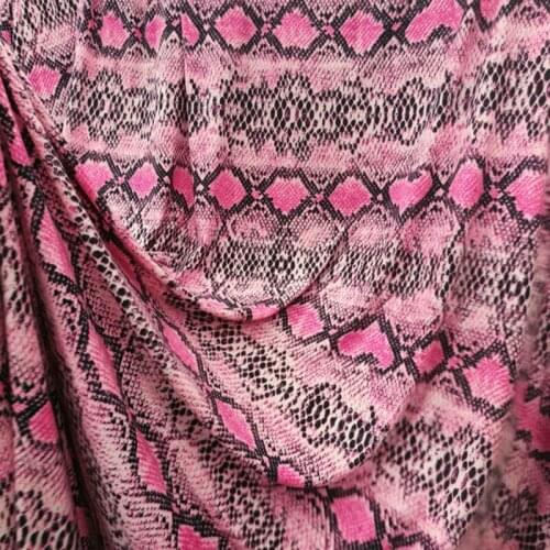 Pink elastic snake skin leopard pattern milk silk Cloth Fabric 2020 frosted printed fabric stage performance clothing fabric