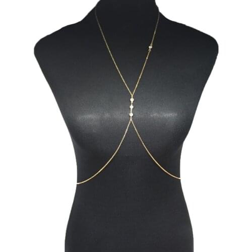 Sexy woman necklace metal cross star design bikini body chain belly cord body jewelry accessory