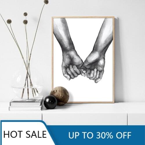 Nordic Posters Prints Holding Hands Canvas Painting Wall Art Black and White Decoration Scandinavian for Living Room Love Quote