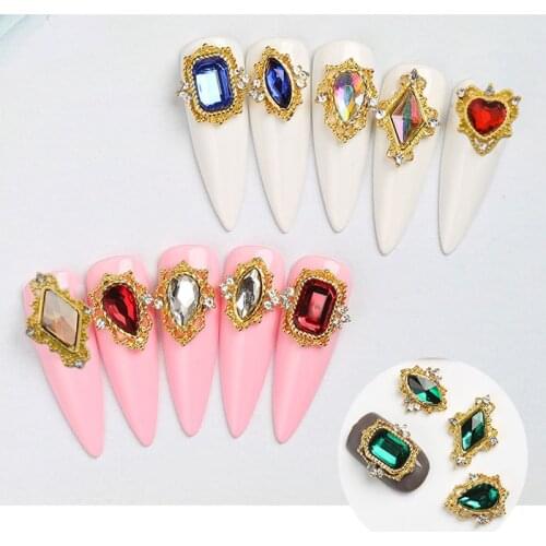 10pcs Palace Frame Heart/ Rhombus Crystal (7 color) Swarm Tiara Frame Parts Crystal Rudolph Nail Charm Nail Metal Charm Crystal