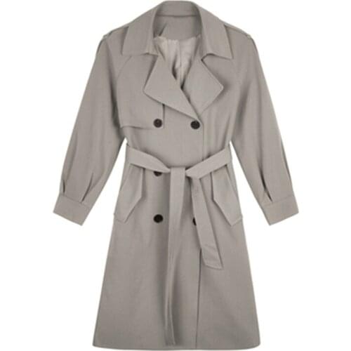 Spring Autumn New Womens Windbreaker With Belt Vintage Button Streetwear Female Plus Size Trench Coats OL Trendy Lady Clothes