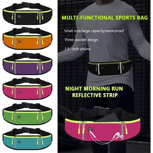 New Style Waterproof Phone Waist Bag Reflective Strip Belt Bags Multifunction Sports Gym Waist Pouch For Men and Women