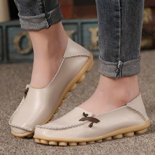 Women Leather Shoes Fashion Ladies Working Flat Slip-On Shoes 16 Colors Thick Sole Solid Color Comfortable Party Footwear Femme