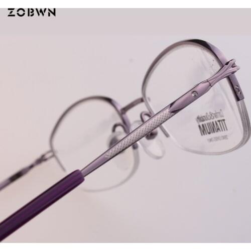 ZOBWN Titanium eyeglasses women unisex light optical glasses half rim brown purple montures de lunette Oculos de grau femininos