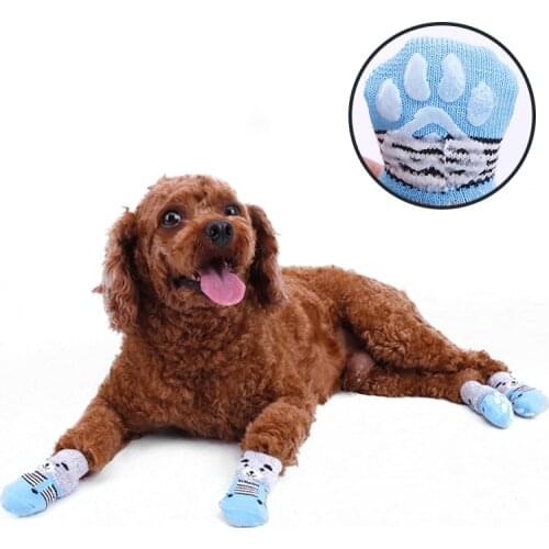 Winter Anti-Slip Pet Dog Socks Knit Socks Small Cat Dogs Warm Socks Chihuahua Thick Paw Protector Dog Socks Booties Accessories