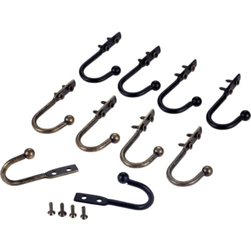 10pcs/lot Wall Door Hooks Single Prong Coat Hanger Furniture Kitchen Pot Handbag Bag 50*23mm Black Antique Bronze w/screws Bath