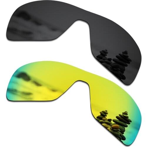 SmartVLT 2 Pieces Polarized Sunglasses Replacement Lenses for Oakley Turbine Rotor Stealth Black and 24K Gold