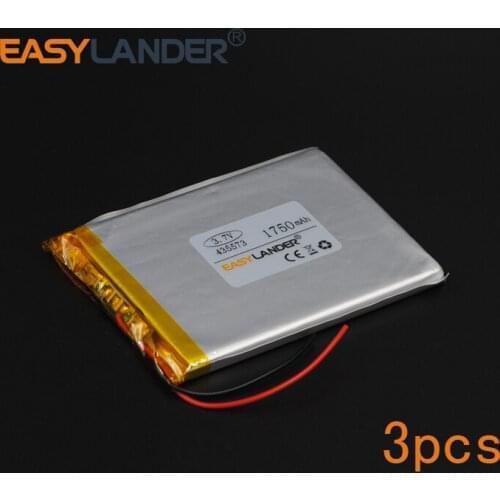 3pcs/Lot 435573 3.7V 1750mAh Polymer Li-ion Battery For Mp3 Mp4 PAD DVD DIY E-book Vedio Game toys Tablet PC Power bank mobile