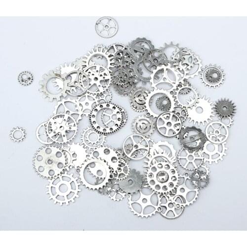 BASEHOME 30pcs/lot Mixed Vintage punk Wheel Gear Antique Silver color Charms Pendant Fit Earrings Necklace DIY Jewelry Making