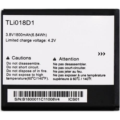 New 1800mAh TLi018D1 Battery for Alcatel one touch OT-5038 OT-5051D OT-5051X Pixi 35 5038D POPD5 POP D5 35