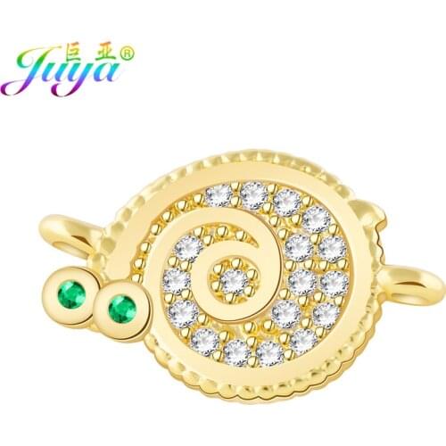 DIY Jewelry Accessories Supplies Micro Pave Zircon Snail Charm Connectors For Handmade Jewelry Bracelets Necklace Earring Making