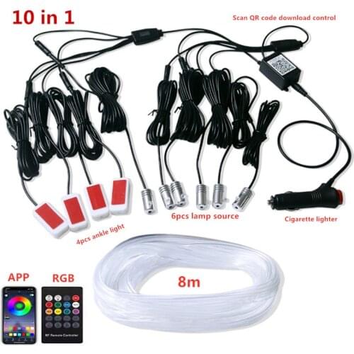 Car Light Interior LED 12V Atmosphere Lamp Decorative Decoration Car LED Floor Foot Light Flexible Strip Ambient Lights 10 in 1
