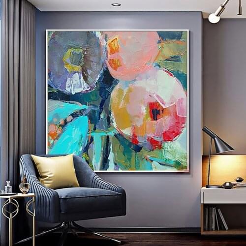 Large Handmade Modern Oil Painting Canvas Wall Art Pink Abstract Painting For Home Living Room Wall Decoration pictures Unframed