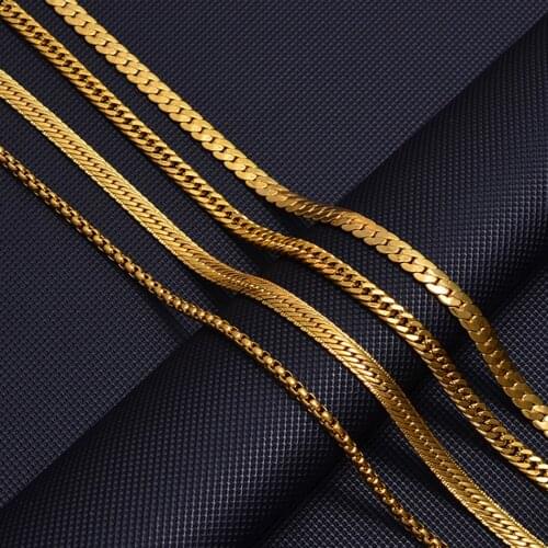 Anniyo Link Chain for Women Men Wholesale Gold Color Necklaces Jewelry Wedding Gift,African Arab Middle Eastern #132716