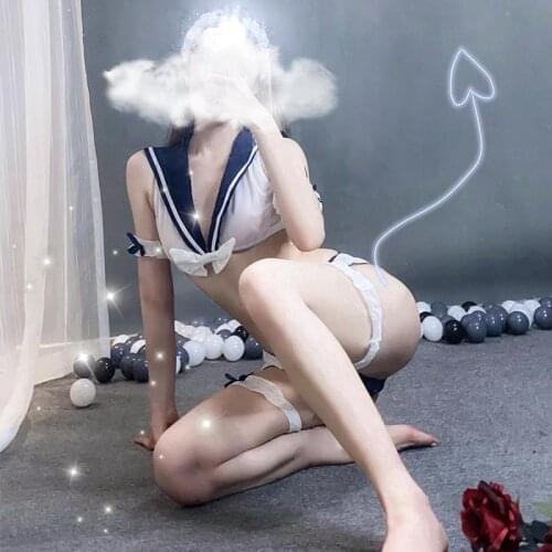 Exotic Sets Kawaii Sexy Sailor Cosplay Costumes For Womens High Elastic Hot Erotic School Girl Backless Suit Lingerie Porno
