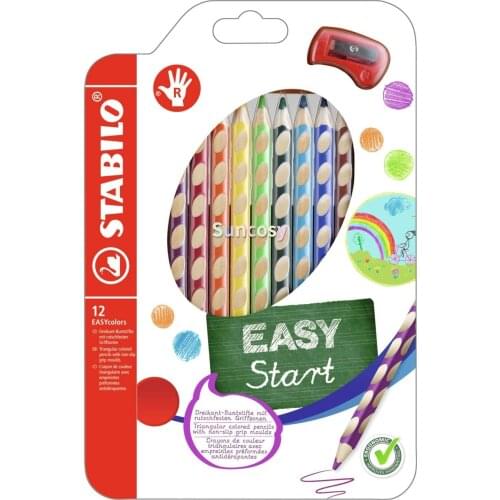 STABILO EASYcolor Colored Pencil Set, 12-Colors,lead diameter of 4. 2mm, Ergonomic design