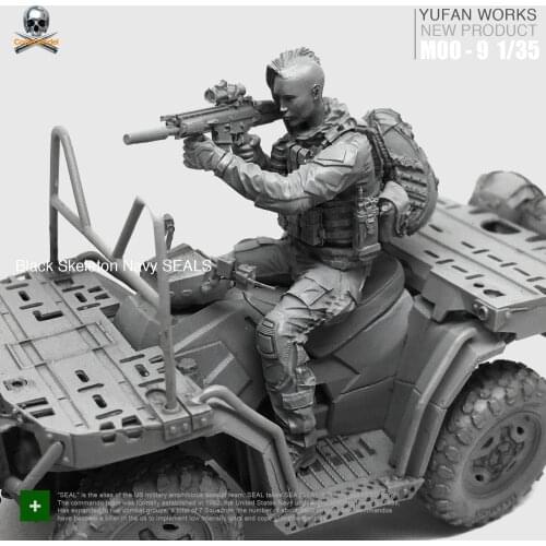1/35 Resin Figure Female Soldier + Terrain Car US Military Seal Commando Beauty Driver self-assembled Moo-09