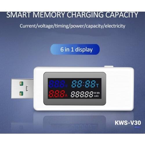 KWS-V30 USB Power Meter Tester Power Detector Current Charger Capacity Tester Meter Current Voltage Battery Capacity Tester