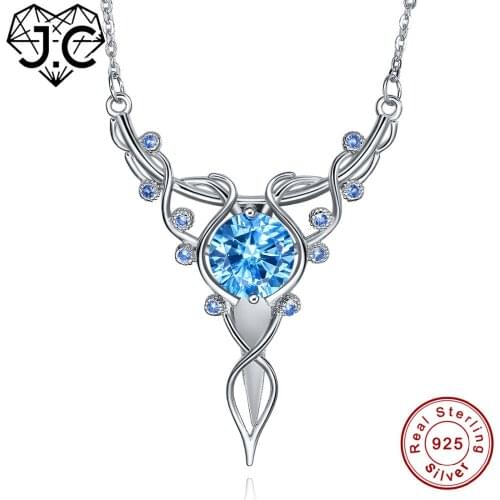 J.C for Women/Girl Wedding Accessories Necklace Round Citrine & Blue Topaz Solid 925 Sterling Silver Pendant Fine Jewelry