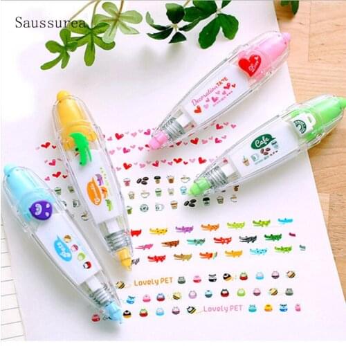 1pc Kawaii Correction Tape Funny Animals Press Type Diary Bullet Journal Accessories Korean Stationery Office School Supplies