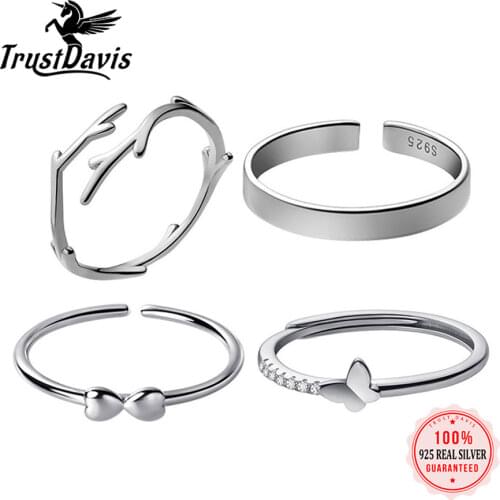 Trustdavis S925 Silver Irregular Ring Small Temperament Single Circle Retro Finger Ring DB1311