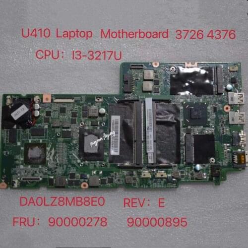 For Lenovo IdeaPad U410 Laptop Motherboard CPU:I3-3217 1.8G DA0LZ8MBE0 REV:E FRU 90000278 90000895