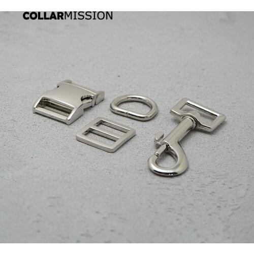 Metal buckle+Tri-Glid+D ring+metal dog clasp/set) retailing silver 20mm for DIY dog collar leash set harness DIY parts